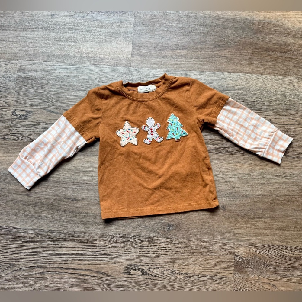 Holiday Sugar Cookies Gingham Sleeve Shirt
